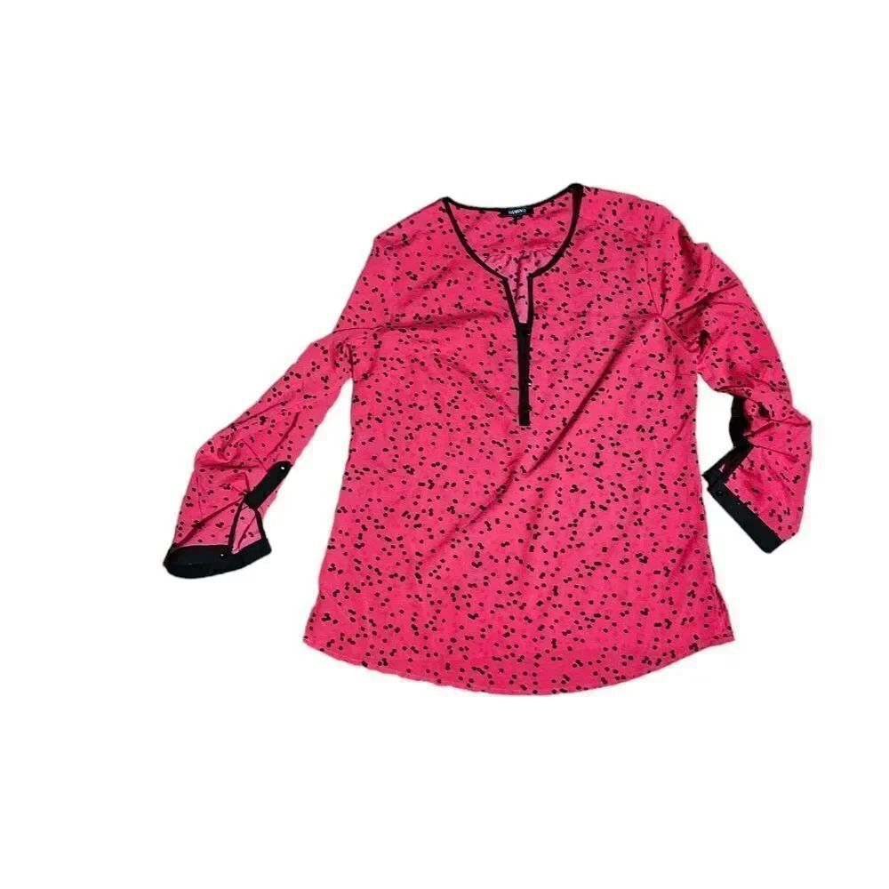 Women's‎ ELEMENTZ Polka Dot Roll Up Sleeves Blouse Medium